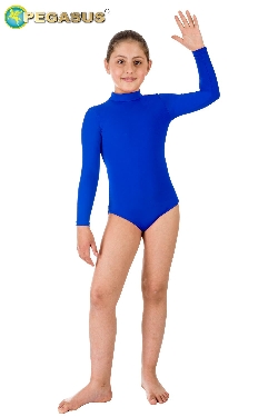 BODY DANZA COLLO ALTO LYCRA BLU BAMBINA